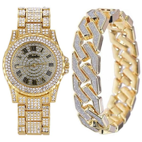 wristwatches hip-hop punk watch set diamond-encrusted stainless steel with and chain-mounted diamond bracelet 2pcs/set, Slivery;brown
wristwatches hip-hop punk watch set diamond-encrusted stainless steel with and chain-mounted diamond bracelet 2pcs/set, Slivery;brown