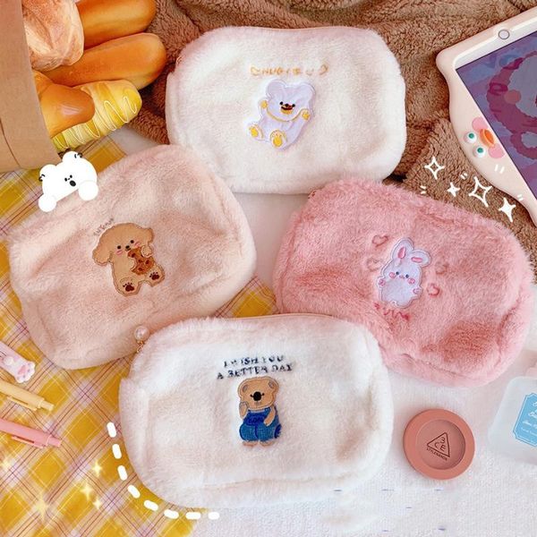 cosmetic bags & cases cartoon bear embroidery plush bag girl pearl student soft pencil makeup storage organizer pouch cute clutch handbag
cosmetic bags & cases cartoon bear embroidery plush bag girl pearl student soft pencil makeup storage organizer pouch cute clutch handbag
