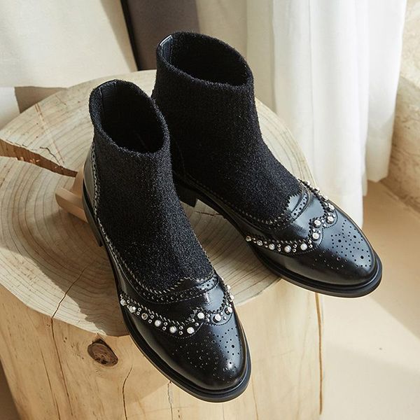 boots bright2021 carved short fall / winter flat bottom fashion pearl college style thin women's, Black
boots bright2021 carved short fall / winter flat bottom fashion pearl college style thin women's, Black