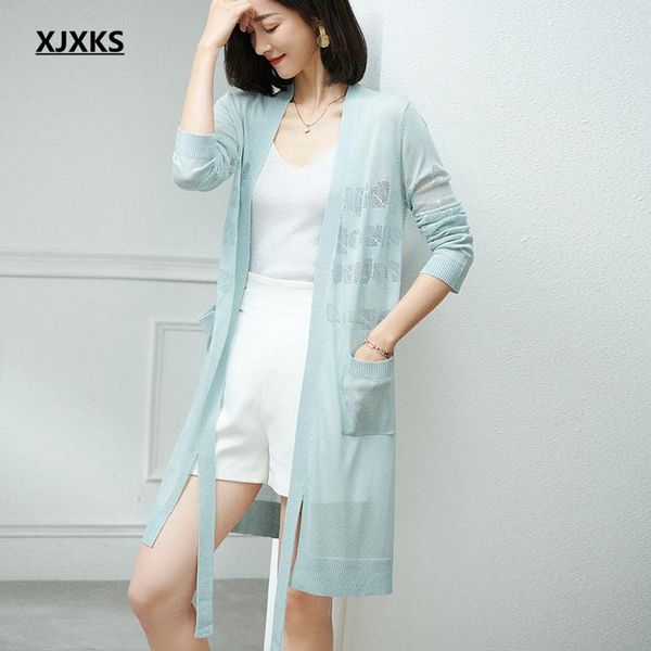 women's knits & tees xjxks 2021 spring summer women long sun protection clothing high-end linen knitted thin sweater cardigan, White
women's knits & tees xjxks 2021 spring summer women long sun protection clothing high-end linen knitted thin sweater cardigan, White
