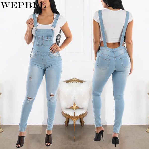 strap jeans spring summer solid color pocket stitching button women's casual slim hole denim pencil pants, Blue
strap jeans spring summer solid color pocket stitching button women's casual slim hole denim pencil pants, Blue
