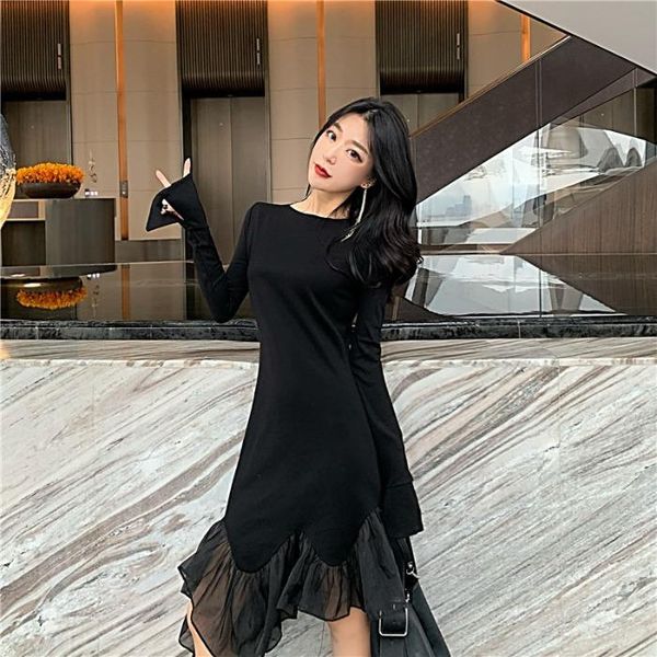 casual dresses mesh patchwork fashion brand elegant black long vestidos vintage korean style full sleeve spring autumn ladies women, Black;gray
casual dresses mesh patchwork fashion brand elegant black long vestidos vintage korean style full sleeve spring autumn ladies women, Black;gray