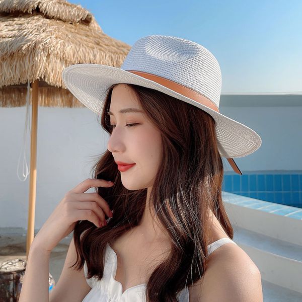 white jazz grass hat foldable men's and women's bow belt fashion hat sunscreen beach hat, Blue;gray
white jazz grass hat foldable men's and women's bow belt fashion hat sunscreen beach hat, Blue;gray