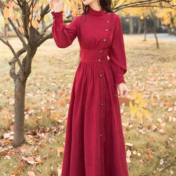 casual dresses women 2021 autumn winter vintage corduroy dress female long sleeve retro elegant single-breasted party vestidos s995, Black;gray
casual dresses women 2021 autumn winter vintage corduroy dress female long sleeve retro elegant single-breasted party vestidos s995, Black;gray