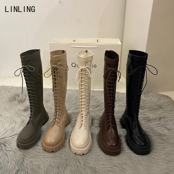 boots thigh high bootties quality round toe cross strap knee knight 2021 fashion women brown black winter long shoes
boots thigh high bootties quality round toe cross strap knee knight 2021 fashion women brown black winter long shoes