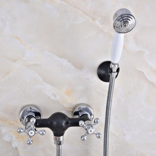 black oil rubbed bronze & polished chrome double handles wall mounted bathroom shower faucets tap with handshower
black oil rubbed bronze & polished chrome double handles wall mounted bathroom shower faucets tap with handshower