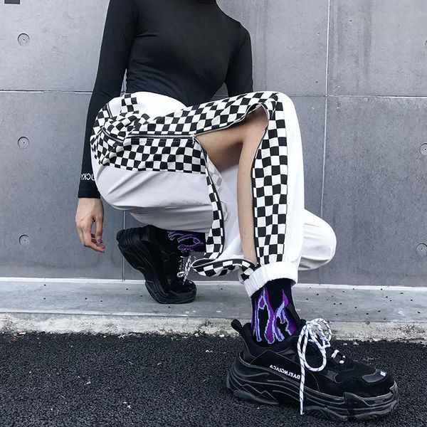 women's pants & capris tide jogger high split side open zipper waist hipsters harajuku plaid checkerboard trousers female streetwear sl, Black;white
women's pants & capris tide jogger high split side open zipper waist hipsters harajuku plaid checkerboard trousers female streetwear sl, Black;white