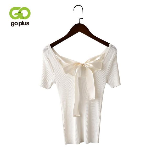 women's sweaters goplus summer short sleeve pullovers womens casual o-neck bow open back shirt korean basic clothing, White;black
women's sweaters goplus summer short sleeve pullovers womens casual o-neck bow open back shirt korean basic clothing, White;black