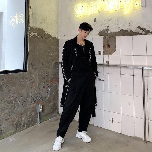 men's trench coats men casual cardigan rivet streetwear hip hop punk gothic long jacket overcoat male vintage loose windbreaker coat, Tan;black
men's trench coats men casual cardigan rivet streetwear hip hop punk gothic long jacket overcoat male vintage loose windbreaker coat, Tan;black