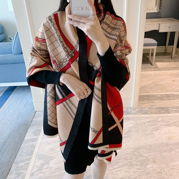 and 2021 korean version new color matching lattice chain scarf for women's versatile thickened warm imitation cashmere, Blue;gray
and 2021 korean version new color matching lattice chain scarf for women's versatile thickened warm imitation cashmere, Blue;gray