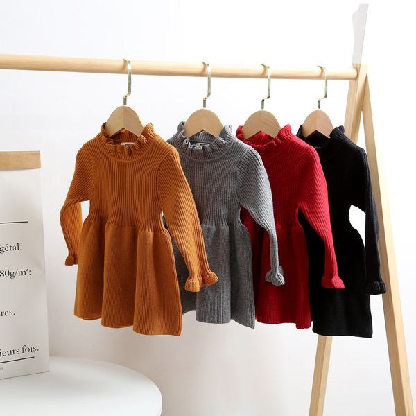 new winter ruched collar baby girls knitted princess dresses pure color children clothes toddlers kids pullovers sweaters dress, Red;yellow
new winter ruched collar baby girls knitted princess dresses pure color children clothes toddlers kids pullovers sweaters dress, Red;yellow