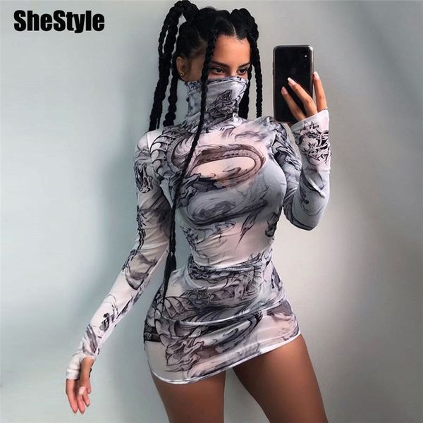 shestyle mesh dragon print see through dress women turtleneck long sleeve white graffiti bodycon clubwear mini dresses 2021by, Black;white
shestyle mesh dragon print see through dress women turtleneck long sleeve white graffiti bodycon clubwear mini dresses 2021by, Black;white