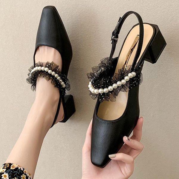 sandals women square beaded lace design head pumps beige luxurious woman office female shoes, Black
sandals women square beaded lace design head pumps beige luxurious woman office female shoes, Black