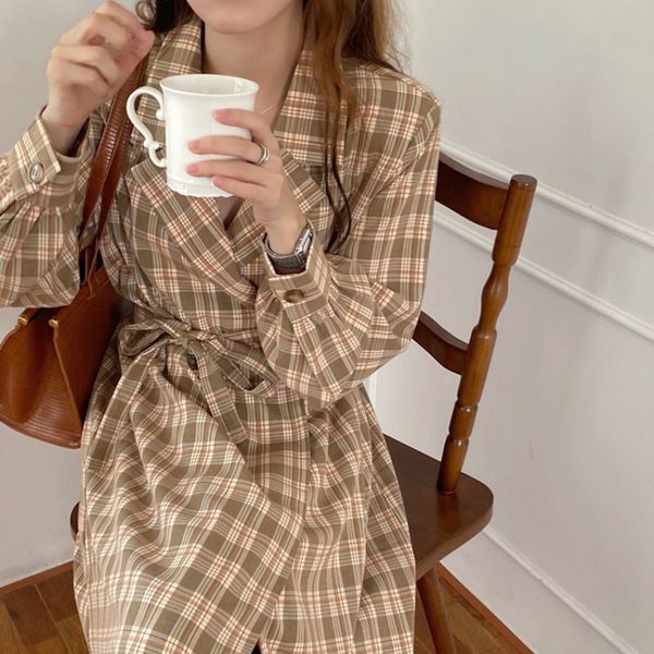 casual dresses women autumn notched collar plaid long a-line dress sashes double breasted full sleeve midi french style gl1k, Black;gray
casual dresses women autumn notched collar plaid long a-line dress sashes double breasted full sleeve midi french style gl1k, Black;gray