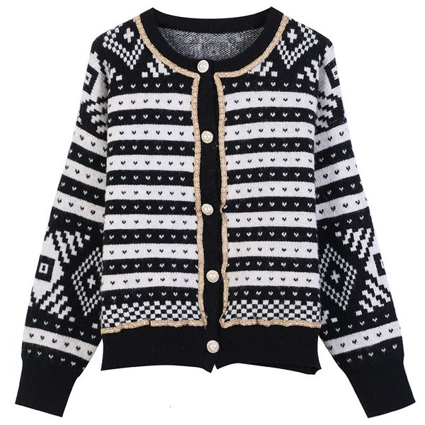knits autumn winter sweater women long sleeve hit striped gold thread round neck knitted cardigan, White
knits autumn winter sweater women long sleeve hit striped gold thread round neck knitted cardigan, White