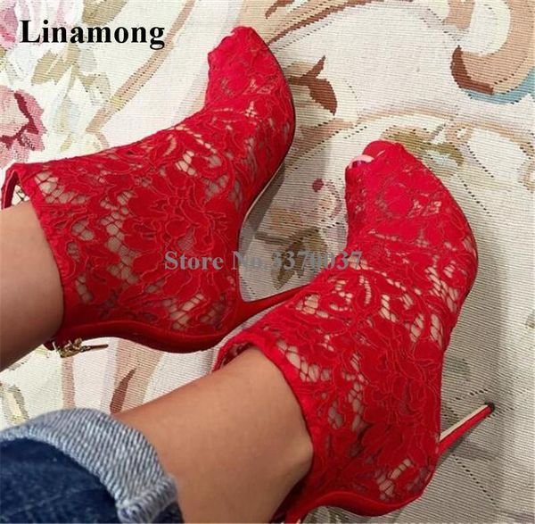boots fashion women peep toe mesh embroidered short lace thin heel back zipper-up high ankle booties dress shoes1, Black 
boots fashion women peep toe mesh embroidered short lace thin heel back zipper-up high ankle booties dress shoes1, Black