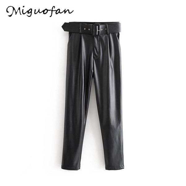 women's pants & capris miguofan faux leather bottoms straight pant trousersa winter womens pu with belt high waist sweatpant 2021, Black;white 
women's pants & capris miguofan faux leather bottoms straight pant trousersa winter womens pu with belt high waist sweatpant 2021, Black;white