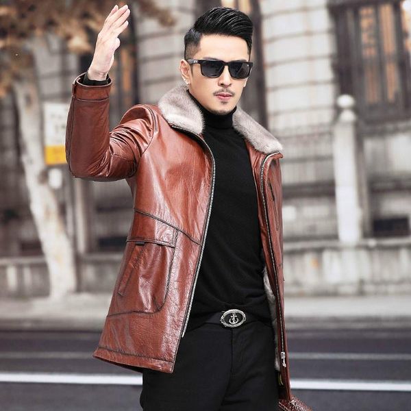 first layer cowhide leather mens mink liner winter gray lapel casual coat jacket clothes men's & faux, Black
first layer cowhide leather mens mink liner winter gray lapel casual coat jacket clothes men's & faux, Black