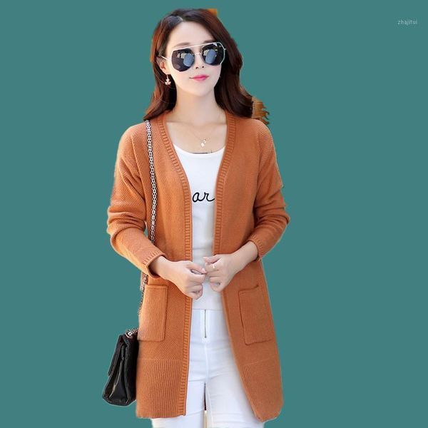 women's sweaters autumn 2021 sweater cardigan korean version of long-sleeved v-neck solid color long - length coat, White;black
women's sweaters autumn 2021 sweater cardigan korean version of long-sleeved v-neck solid color long - length coat, White;black