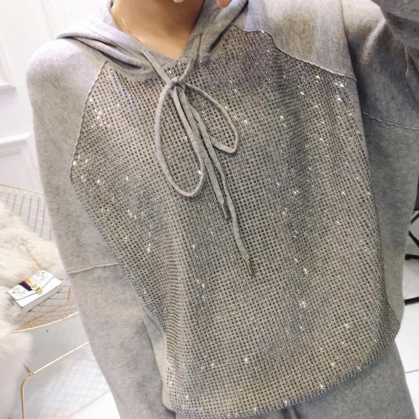 spring special offer cotton full hooded women's suit casual fashion drilling knit jacket + trousers two-piece women tracksuits, Gray
spring special offer cotton full hooded women's suit casual fashion drilling knit jacket + trousers two-piece women tracksuits, Gray