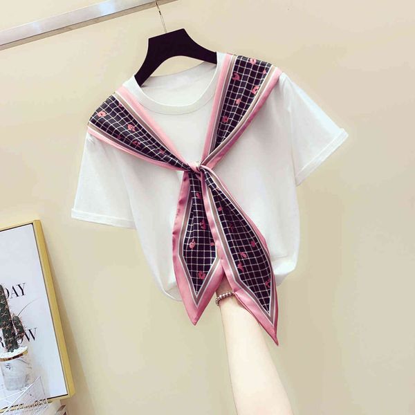 t shirt scarves joint bandage cloth pure cotton short-sleeved t-shirt women's summer wear loose tshirt ladies tees, White
t shirt scarves joint bandage cloth pure cotton short-sleeved t-shirt women's summer wear loose tshirt ladies tees, White
