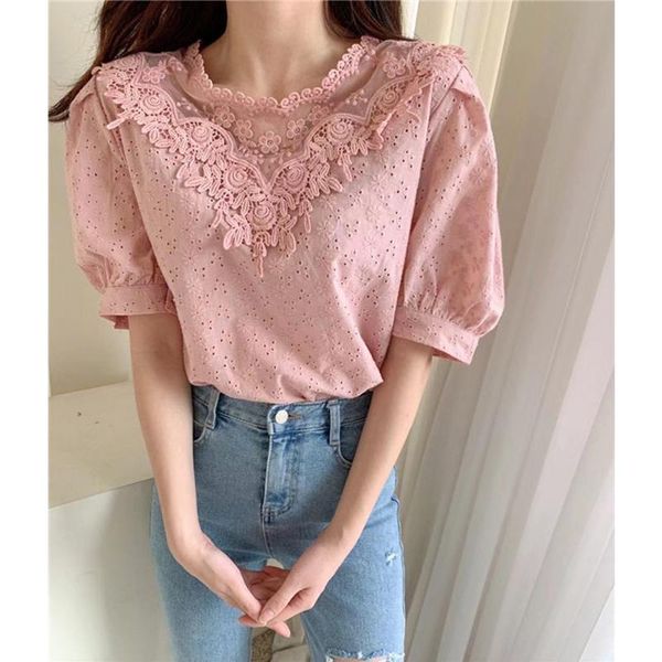 women's blouses & shirts lace stitching puff sleeve shirt women, White
women's blouses & shirts lace stitching puff sleeve shirt women, White