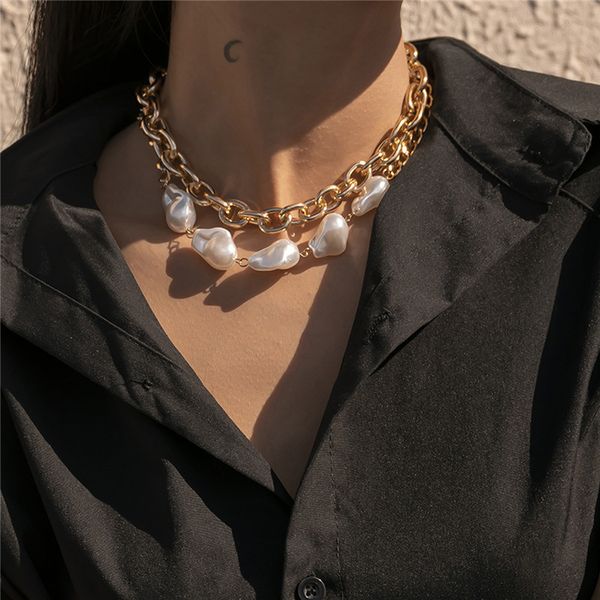 geometric metal thick cross chain baroque imitation pearl mix necklaces european double layer punk party gold necklace ornaments accessories, Silver
geometric metal thick cross chain baroque imitation pearl mix necklaces european double layer punk party gold necklace ornaments accessories, Silver