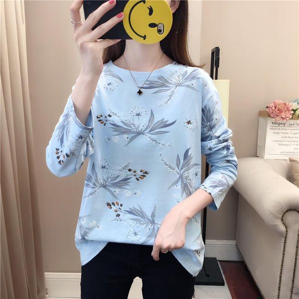 women's t-shirt 2021 spring and autumn loose student shirt fashion casual foreign print long-sleeved women, White
women's t-shirt 2021 spring and autumn loose student shirt fashion casual foreign print long-sleeved women, White