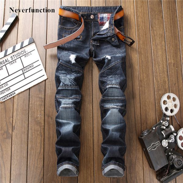 jeans men streetwear ripped slim fit design straight biker motorcycle hip hop holes casual cotton denim trousers, Blue
jeans men streetwear ripped slim fit design straight biker motorcycle hip hop holes casual cotton denim trousers, Blue