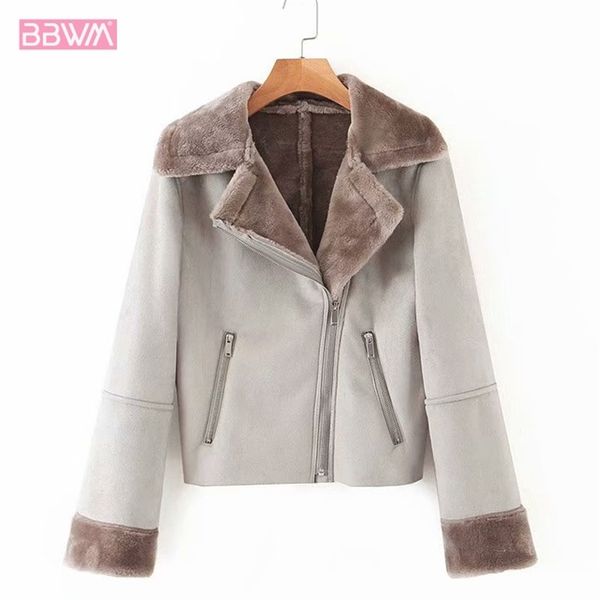buckskin long sleeve lapel zipper women's jacket winter warm locomotive harajuku female coat fur one retro 210507, Black
buckskin long sleeve lapel zipper women's jacket winter warm locomotive harajuku female coat fur one retro 210507, Black