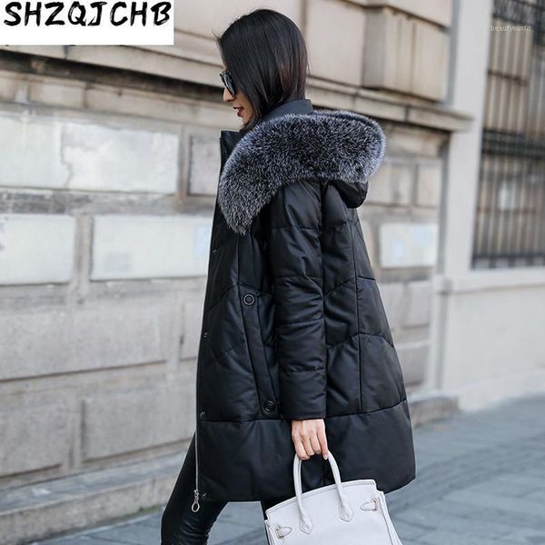 genuine leather down jacket woman hooded winter coat fur collar real sheepskin korean jackets zm-817 women's & faux, Black
genuine leather down jacket woman hooded winter coat fur collar real sheepskin korean jackets zm-817 women's & faux, Black