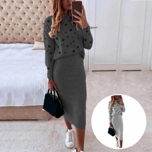 two piece dress lady 1 set stylish bodycon pencil skirt suit autumn winter skinny for daily wear, White
two piece dress lady 1 set stylish bodycon pencil skirt suit autumn winter skinny for daily wear, White