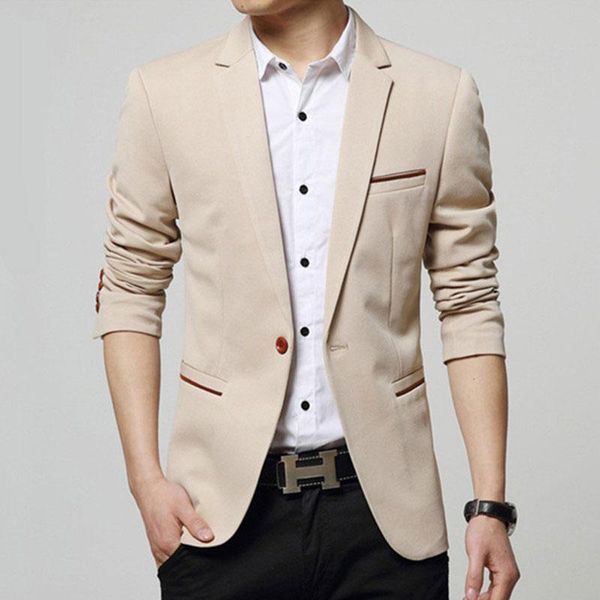 men's suits & blazers good quality blazer men autumn coat youth slim jacket casual single button masculino, White;black
men's suits & blazers good quality blazer men autumn coat youth slim jacket casual single button masculino, White;black