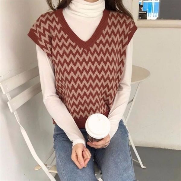 v-neck knitted sweater vest women casual striped autumn winter loose pullover sleeveless jumpers korean version female 210427, Black;white
v-neck knitted sweater vest women casual striped autumn winter loose pullover sleeveless jumpers korean version female 210427, Black;white