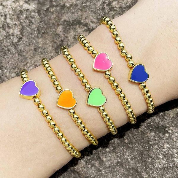 charm bracelets eyika copper beaded elastic chain colorful enamel heart bracelet for women trendy designer bangles friendship jewelry gift, Golden;silver
charm bracelets eyika copper beaded elastic chain colorful enamel heart bracelet for women trendy designer bangles friendship jewelry gift, Golden;silver