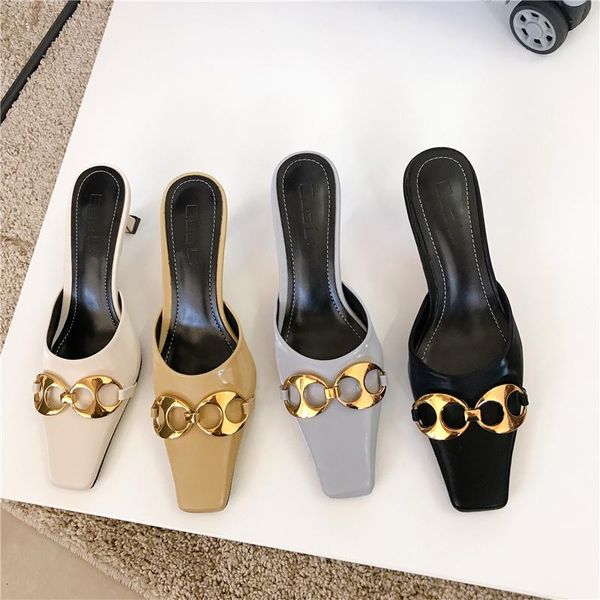 fashion women slippers spring thin high heel female square toe slip on mules shoes brand metal chain elegant ladies causal, Black
fashion women slippers spring thin high heel female square toe slip on mules shoes brand metal chain elegant ladies causal, Black