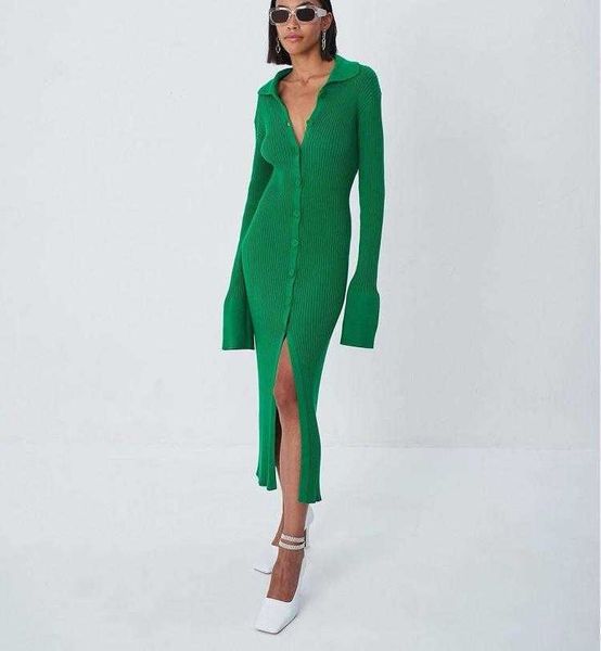 new fall and winter clothing women tight long sleeve polo collar botton down midi elegant bodycon slit sweater dress, Black;gray
new fall and winter clothing women tight long sleeve polo collar botton down midi elegant bodycon slit sweater dress, Black;gray