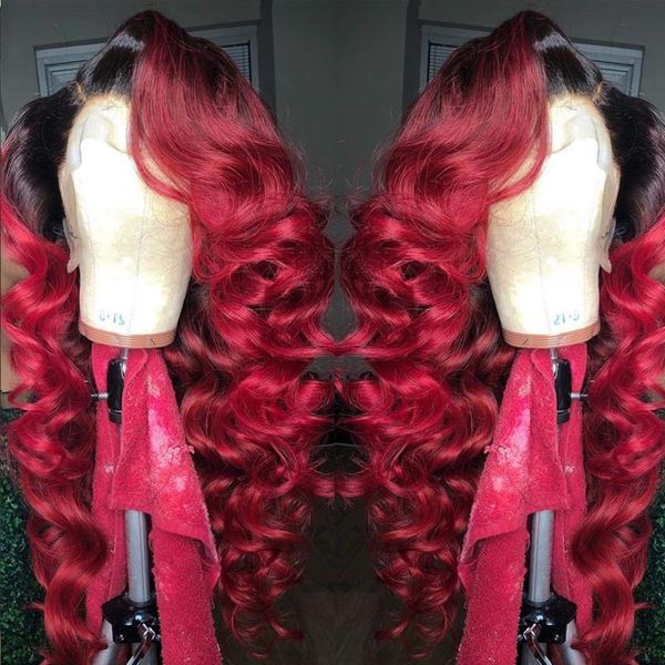 ombre burgundy red loose wave synthetic lace front wigs heat resistant hair 360 lace frontal wigs with baby hairfactory direct, Black
ombre burgundy red loose wave synthetic lace front wigs heat resistant hair 360 lace frontal wigs with baby hairfactory direct, Black