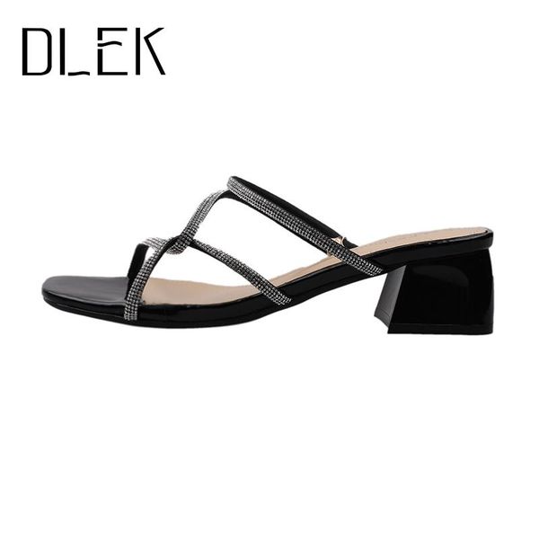 slippers dlek women for summer crystal sequined mid heels female shoes modern style cool slip-on office lady slides, Black
slippers dlek women for summer crystal sequined mid heels female shoes modern style cool slip-on office lady slides, Black