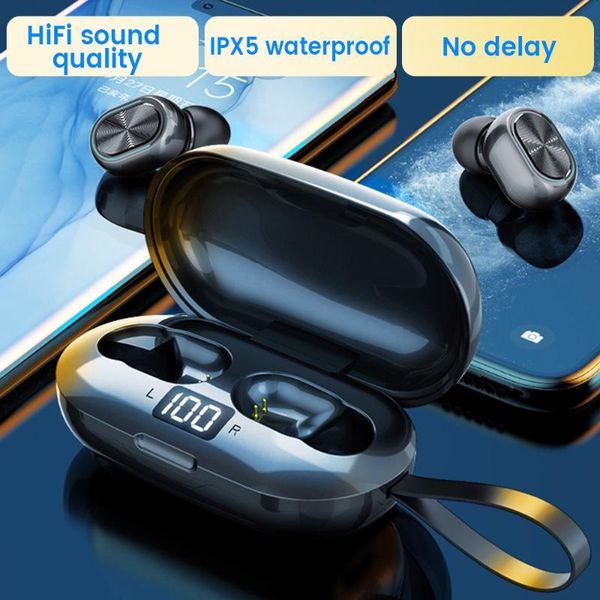headphones & earphones wireless bluetooth-compatible 5.1 sports waterproof with microphone headsets noise reduction