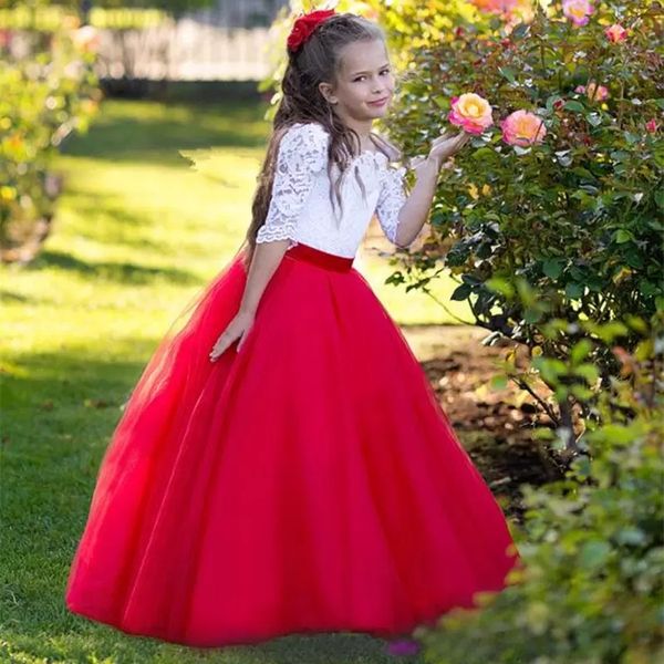 new years ruby white princess flower girls dresses bateau neck half sleeves lace tulle floor length children wedding holiday party dresses, White;blue
new years ruby white princess flower girls dresses bateau neck half sleeves lace tulle floor length children wedding holiday party dresses, White;blue