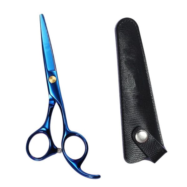 5.5 inches hairdressing scissors practical hair cutter creative flat with a storage bag blue 
5.5 inches hairdressing scissors practical hair cutter creative flat with a storage bag blue