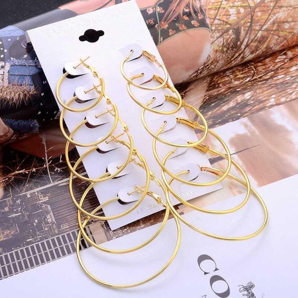 6pair/set hoop earrings vintage gold&silver steampunk brinco ear engagement big circle color gift for women girl's jewelry charm, Golden
6pair/set hoop earrings vintage gold&silver steampunk brinco ear engagement big circle color gift for women girl's jewelry charm, Golden