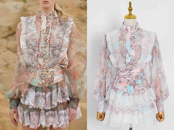 two piece dress australia zimm stand collar lantern sleeve printed shirt + lace stitching cake half skirt suit konr, White
two piece dress australia zimm stand collar lantern sleeve printed shirt + lace stitching cake half skirt suit konr, White