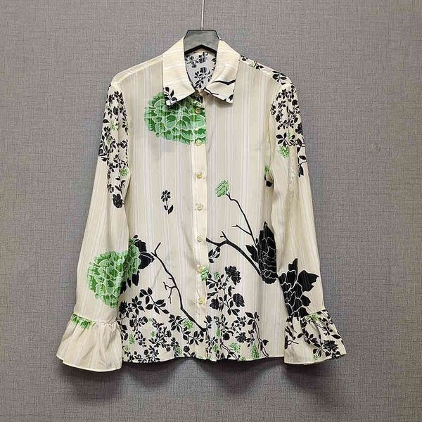 women's blouses & shirts spring 2021 fashion wome 100% silk florak orint flare sleeves c554, White
women's blouses & shirts spring 2021 fashion wome 100% silk florak orint flare sleeves c554, White