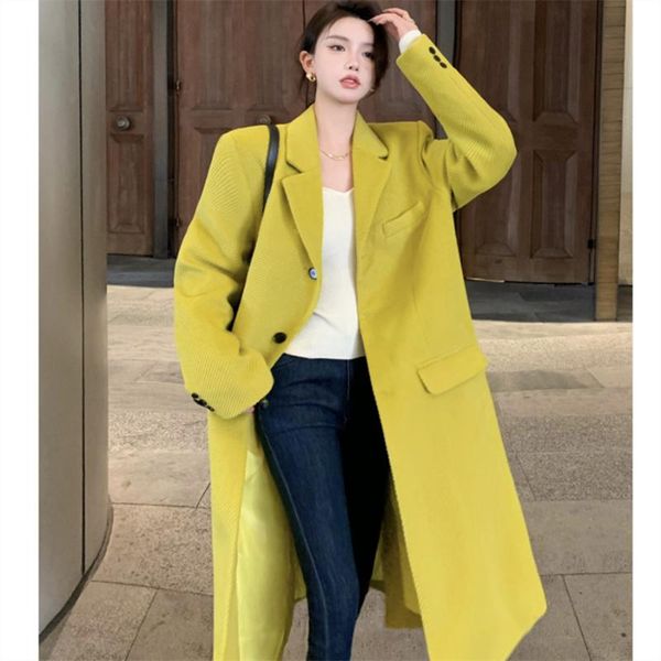 women's wool & blends women casual notched collar single-breasted loose woolen coats 2021 autumn winter thicken split female blend outw, Black
women's wool & blends women casual notched collar single-breasted loose woolen coats 2021 autumn winter thicken split female blend outw, Black