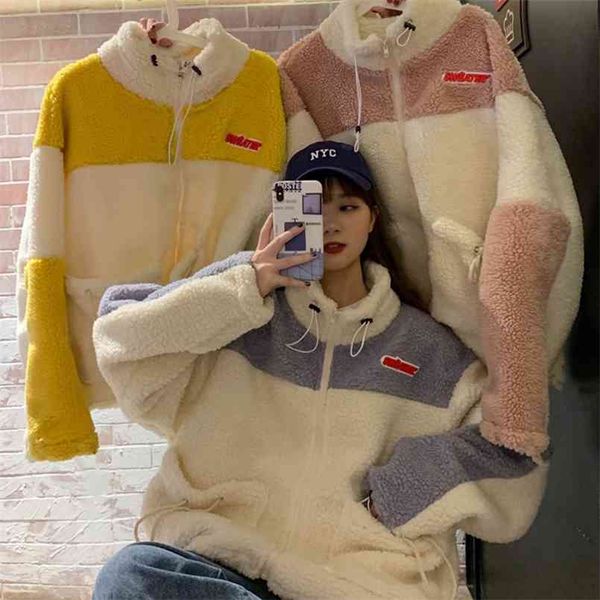 women hoodies thick fleece zip-up patchwork cute autumn winter girls loose coat 210813, Black
women hoodies thick fleece zip-up patchwork cute autumn winter girls loose coat 210813, Black