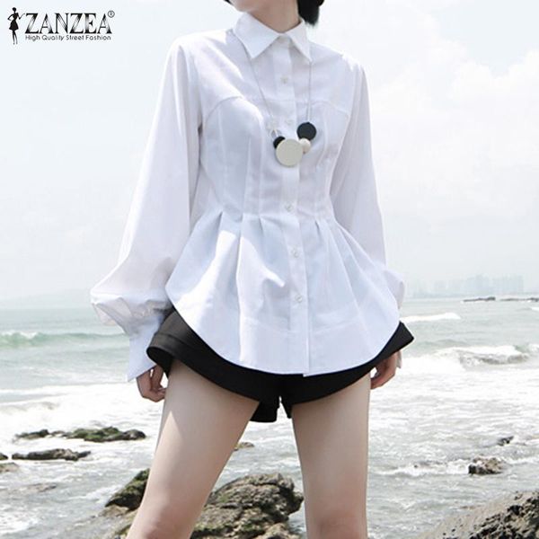 women's blouses & shirts plus size tunic puff sleeve blouse zanzea 2021 spring irregular lapel button blusa female casual solid peplum, White
women's blouses & shirts plus size tunic puff sleeve blouse zanzea 2021 spring irregular lapel button blusa female casual solid peplum, White