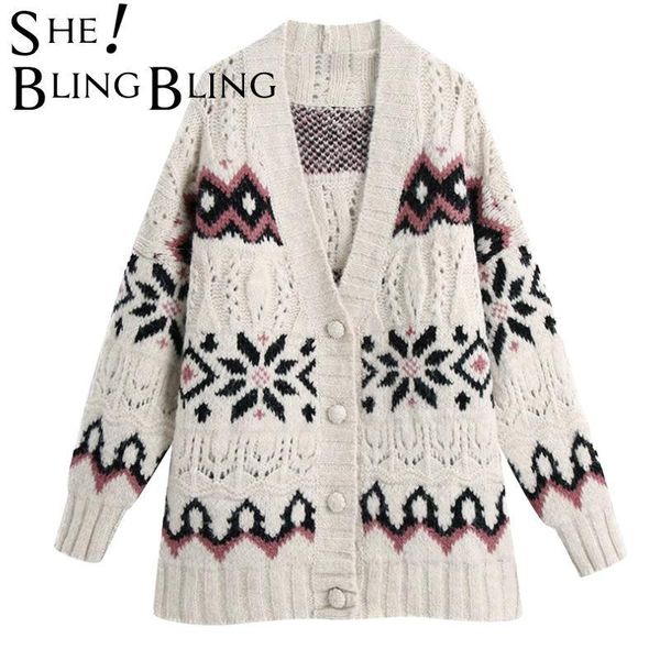 women cardigan vintage jacquard knitted sweater oversize long sleeve casual female outerwear chic 210523, White
women cardigan vintage jacquard knitted sweater oversize long sleeve casual female outerwear chic 210523, White