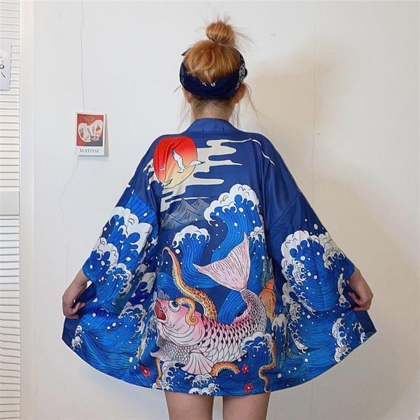 women's blouses & shirts lychee girls wave carp print women japanese kimono cardigan cosplay shirt blouse lady yukata female summer bea, White
women's blouses & shirts lychee girls wave carp print women japanese kimono cardigan cosplay shirt blouse lady yukata female summer bea, White